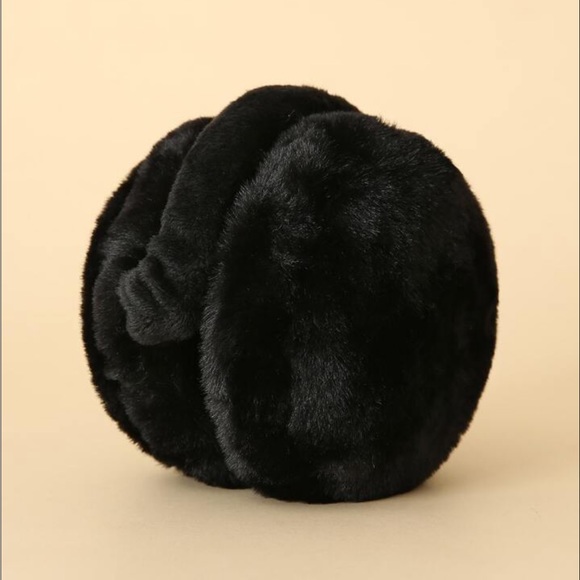 black furry ear muffs for winter - Picture 2 of 3